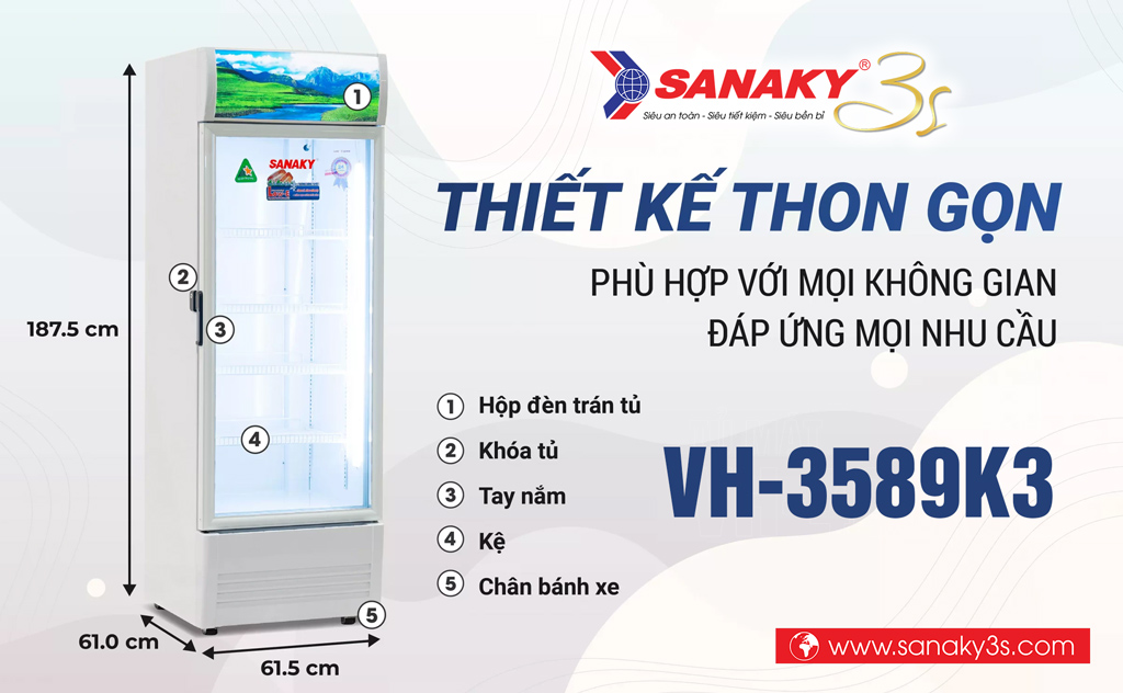 Tủ mát Inverter Sanaky VH-3589K3 dàn lạnh đồng