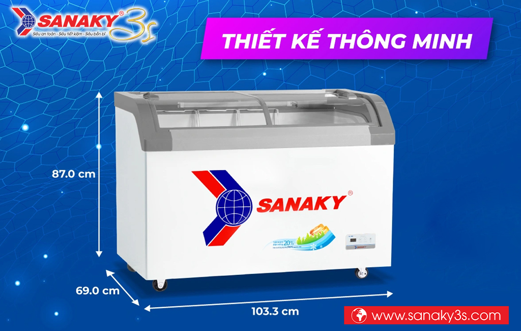 Kích thước tủ đông Sanaky VH-3899KB
