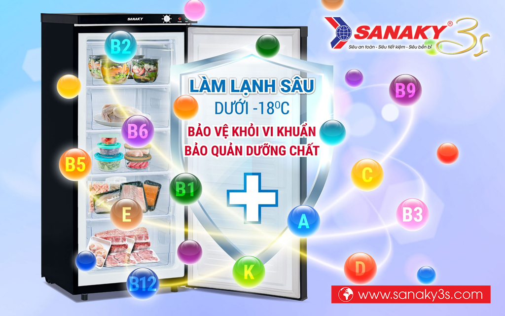 Tủ đông đứng Sanaky VH-180VD3 làm lạnh cực nhanh