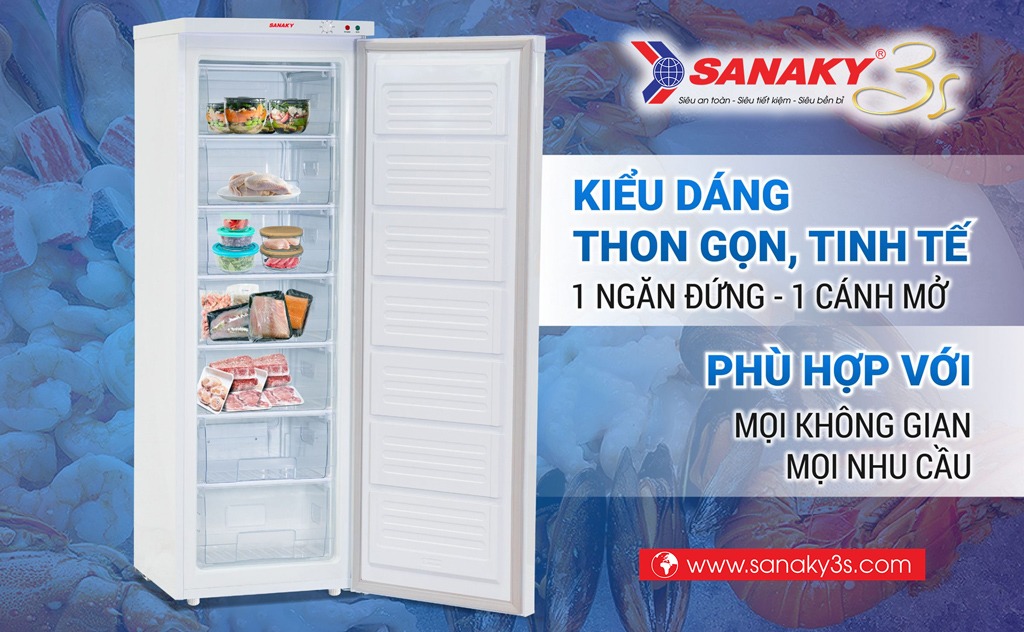 Tủ đông đứng Sanaky VH-230VD 213 lít cao cấp