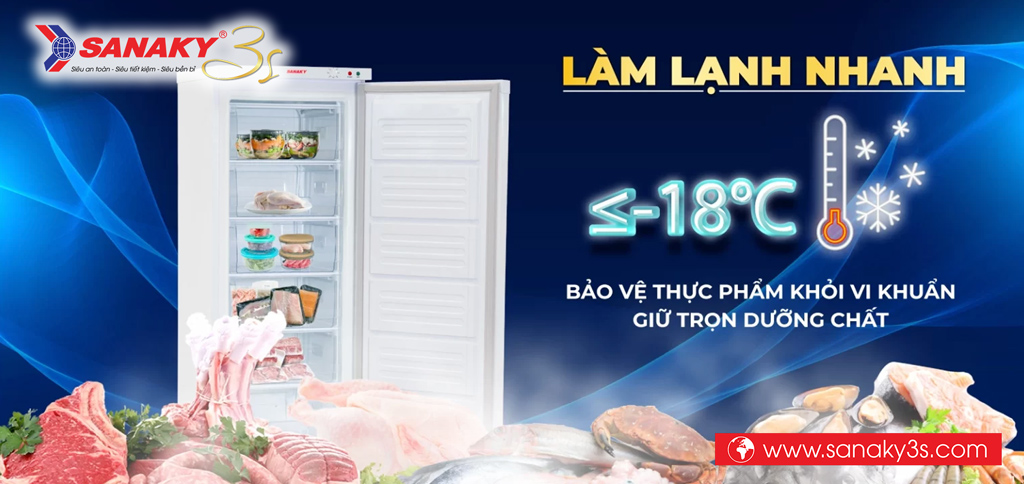 Tủ đông đứng Sanaky VH-230VD làm lạnh sâu
