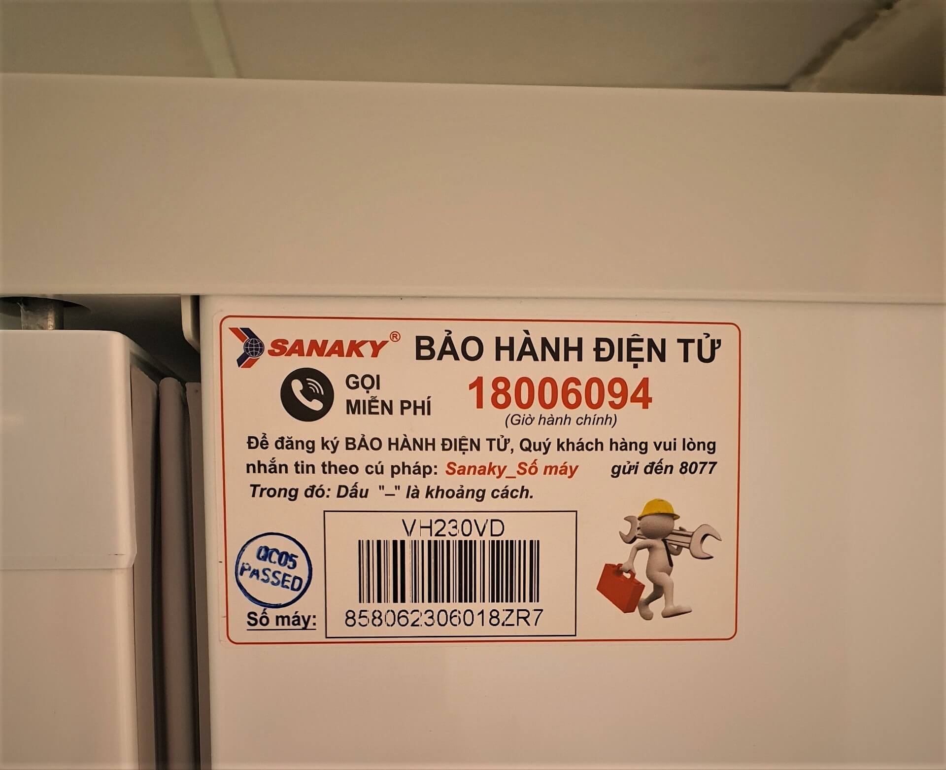 Tem bảo hành Tủ đông đứng VH-230VD