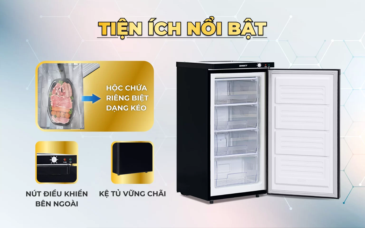 Tủ đông đứng VH-160VD3 sở hữu nhiều tiện ích nổi bật