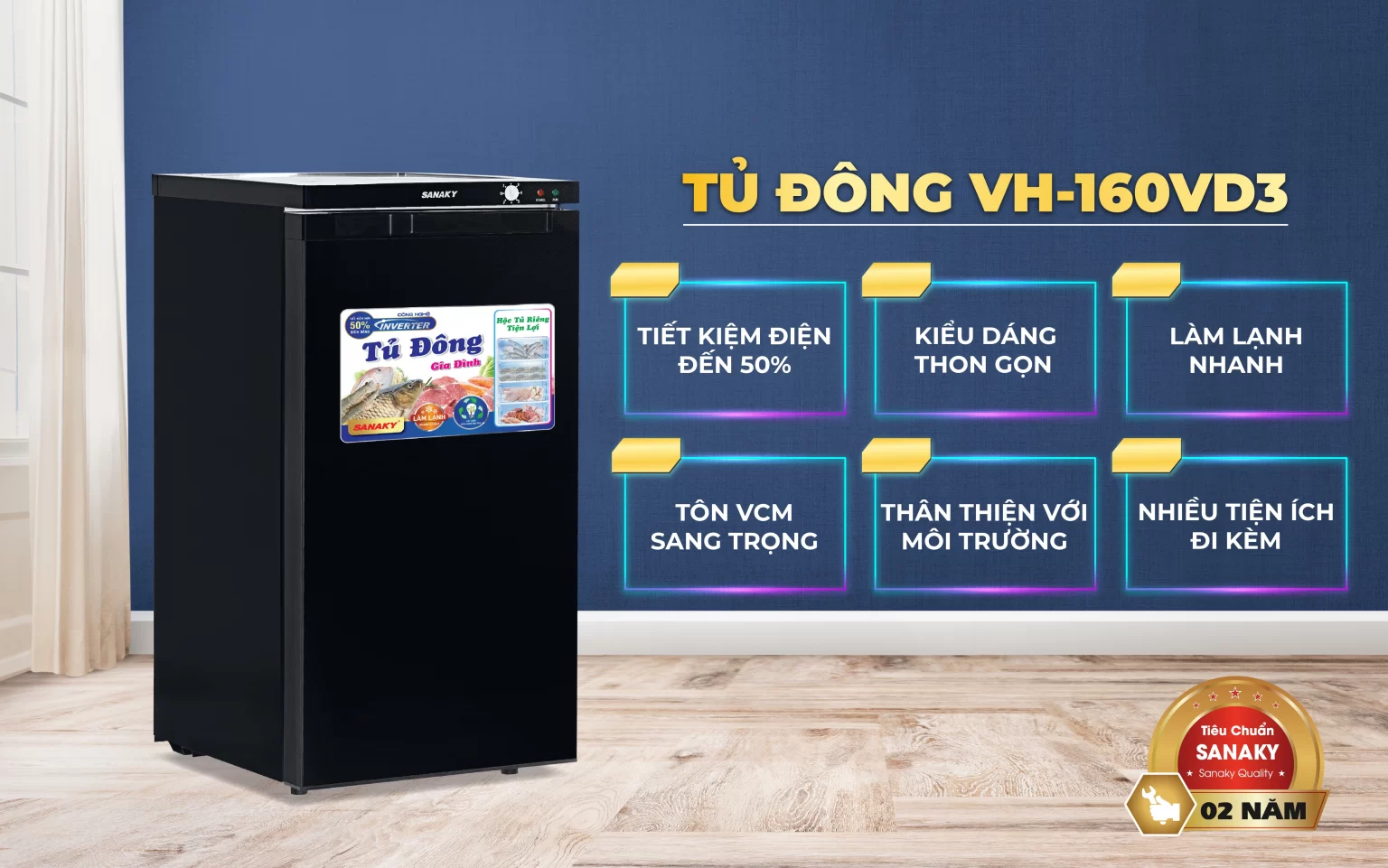 Tủ đông Sanaky VH-160VD3 sở hữu nhiều ưu điểm nổi bật