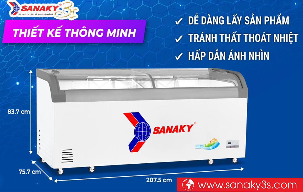Kích thước Tủ đông Sanaky VH-1099KA