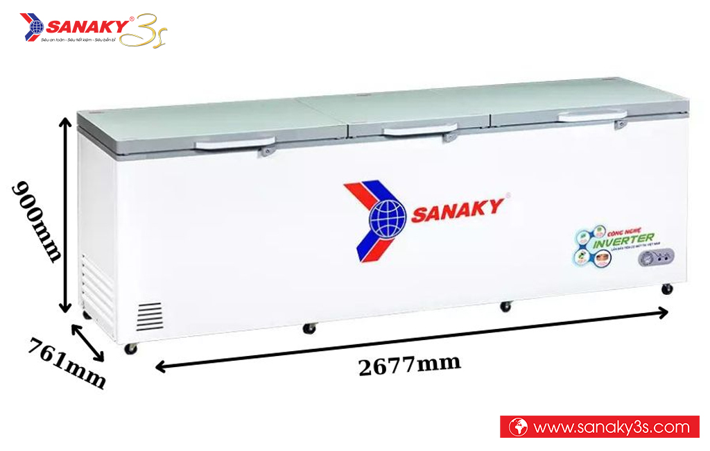 Kích thước tủ đông Inverter Sanaky VH-1199HY4K