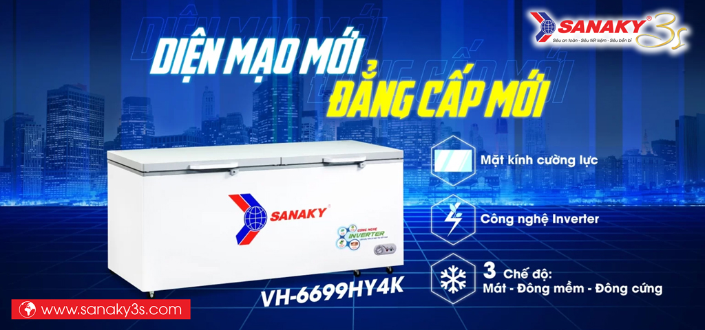 Tủ đông Sanaky Inverter VH-6699HY4K mặt kính cường lực