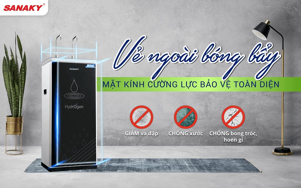 Thiết kế hiện đại, sang trọng, vẻ ngoài bóng bẩy của máy lọc nước VH-202HY