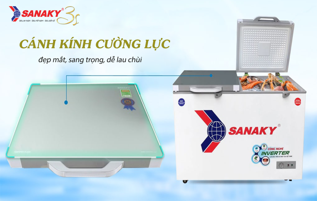 Tủ đông kính cường lực Sanaky