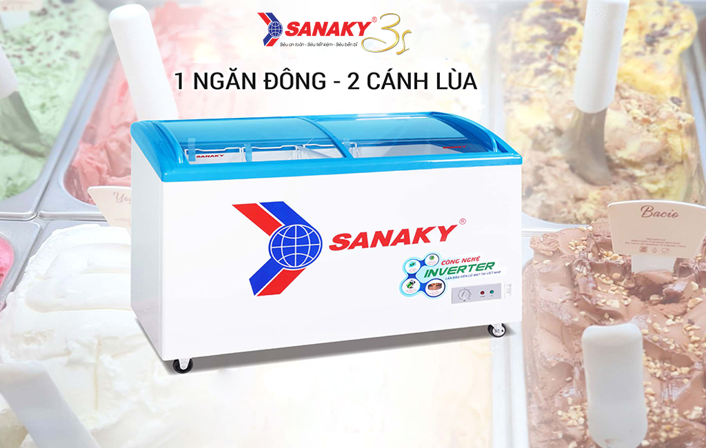 Tủ đông nắp kính lùa Sanaky