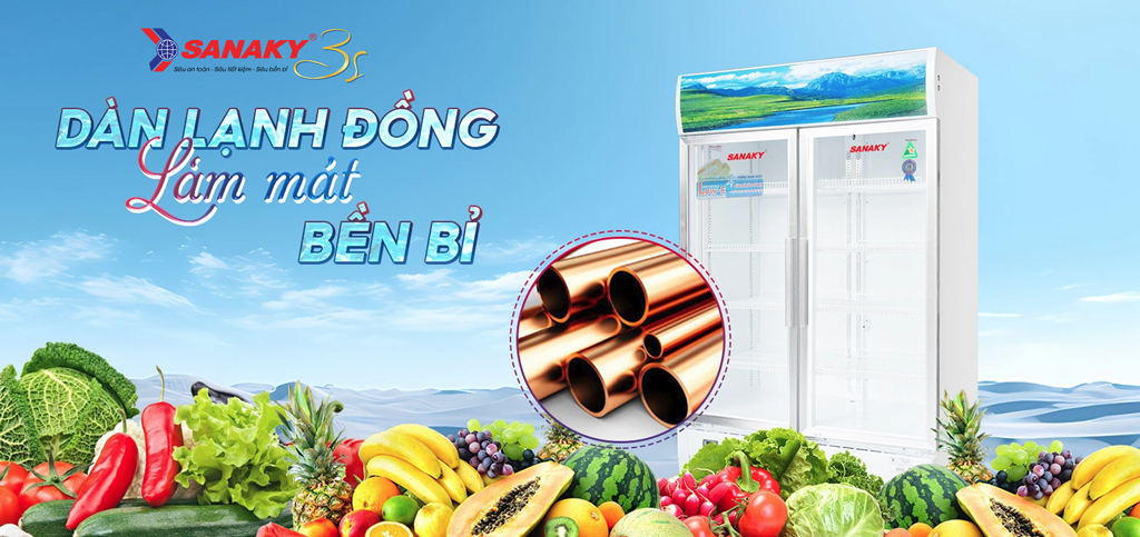 Tủ mát Sanaky VH-1009HP dàn lạnh đồng