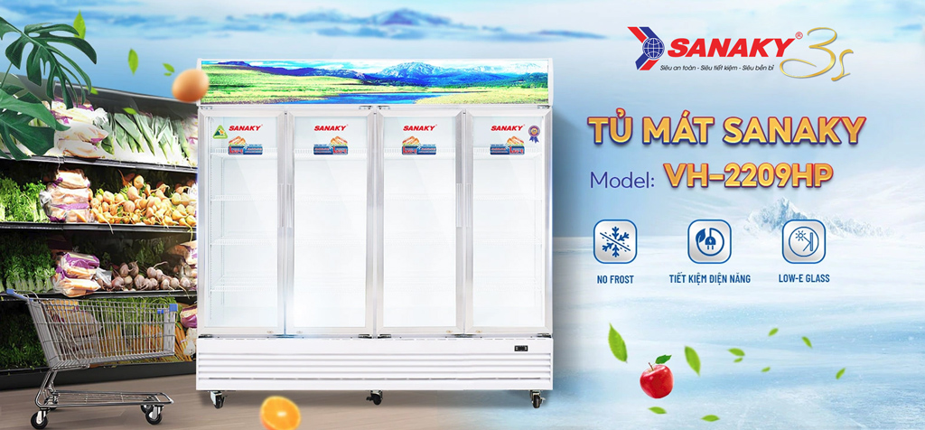 Tủ mát Sanaky Inverter dàn lạnh đồng, dung tích lớn
