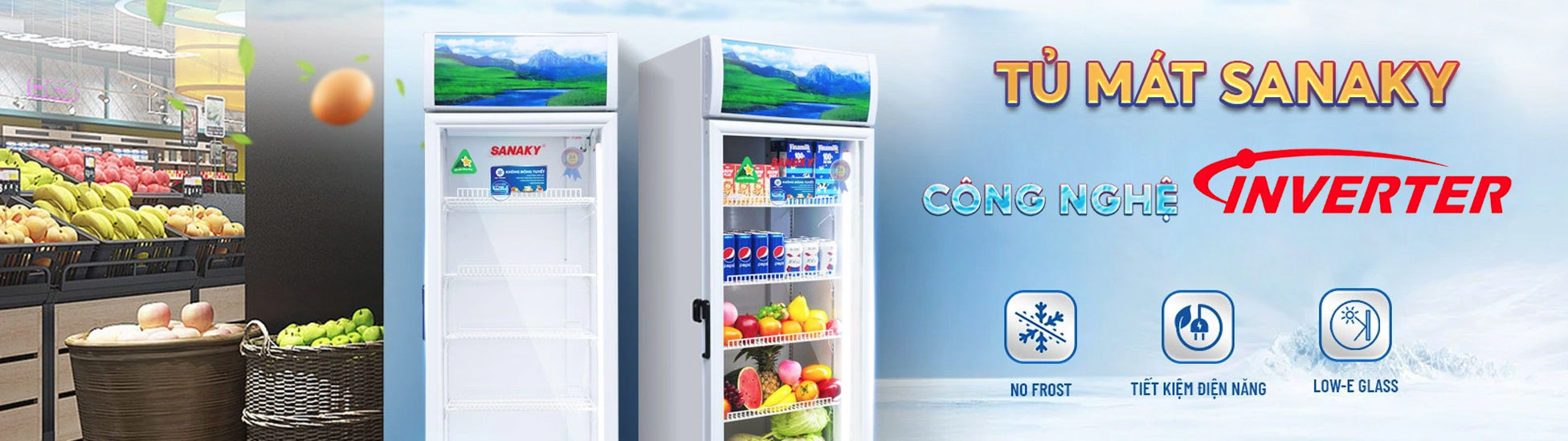 Tủ mát Sanaky Inverter dàn lạnh đồng không đóng tuyết
