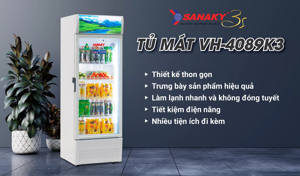 Tủ mát Sanaky Inverter VH-4089K3 dàn lạnh đồng