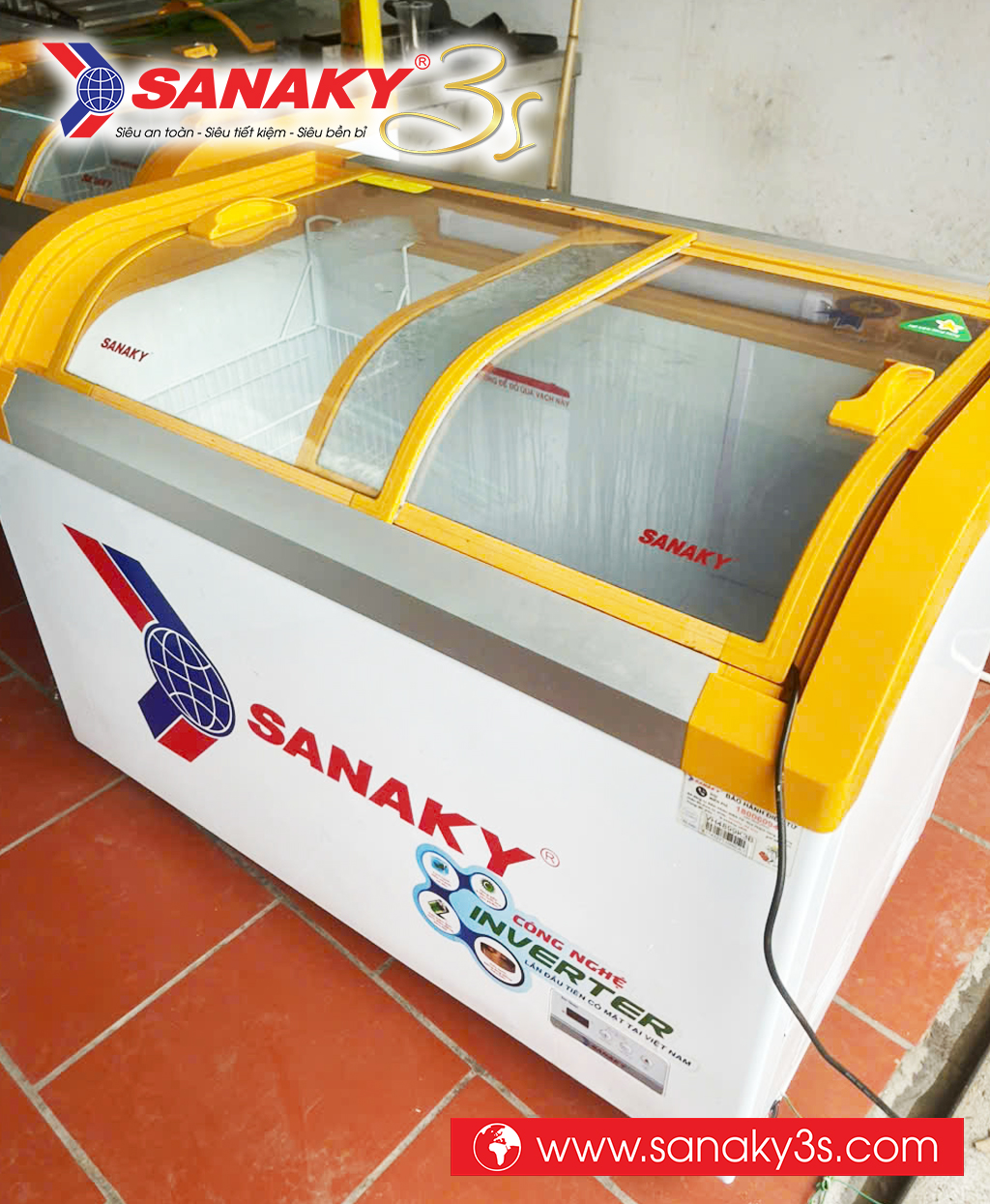 Tủ đông Sanaky Inverter VH-3899K3B màu vàng chính hãng