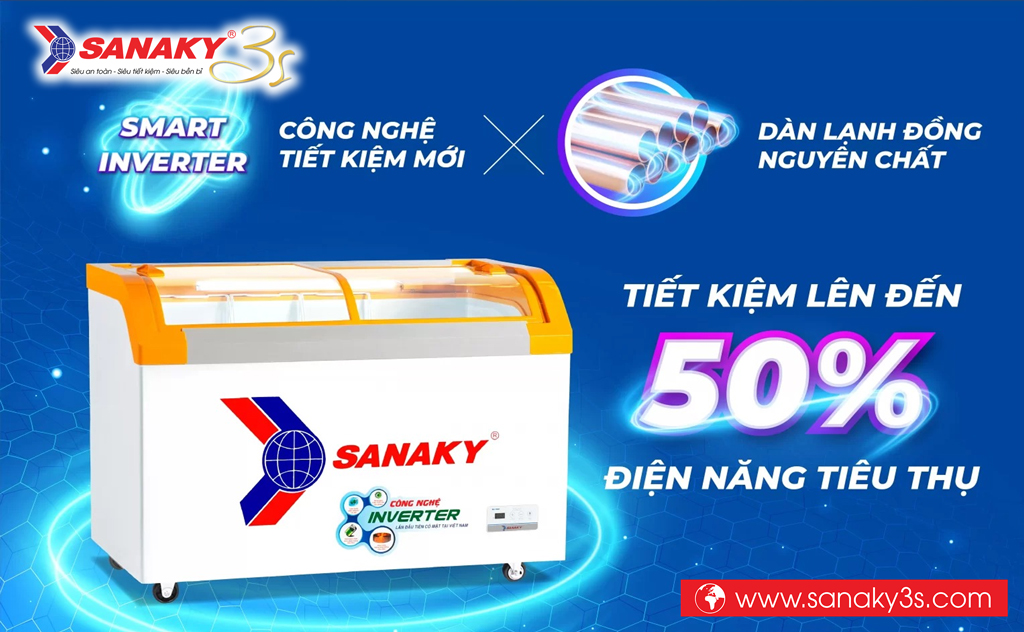 Tủ đông Sanaky VH-3899K3B màu vàng Inverter