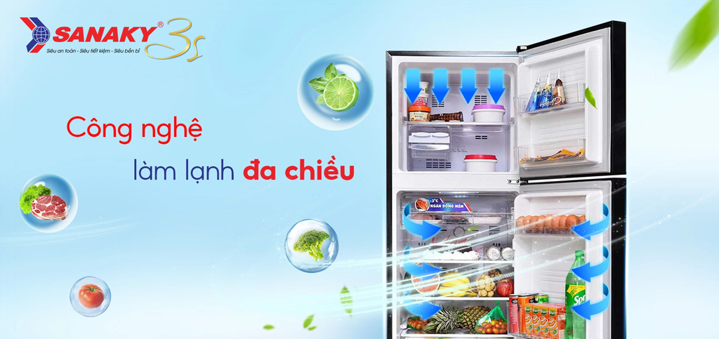 Tủ lạnh Sanaky Inverter làm lạnh đa chiều