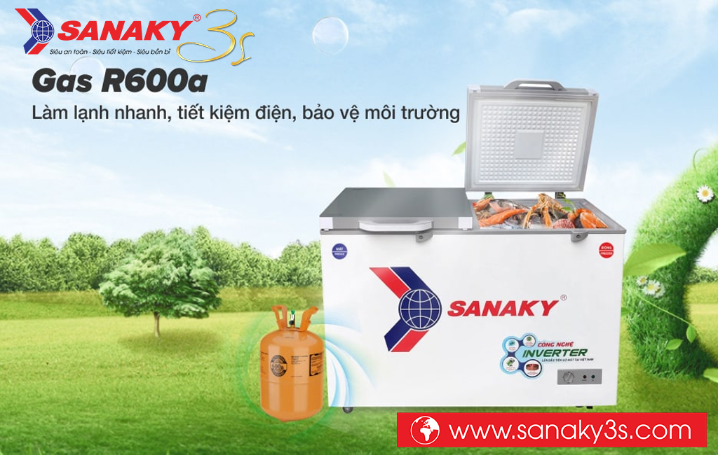 Tủ đông Inverter Sanaky sử dụng Gas R600a thân thiện môi trường