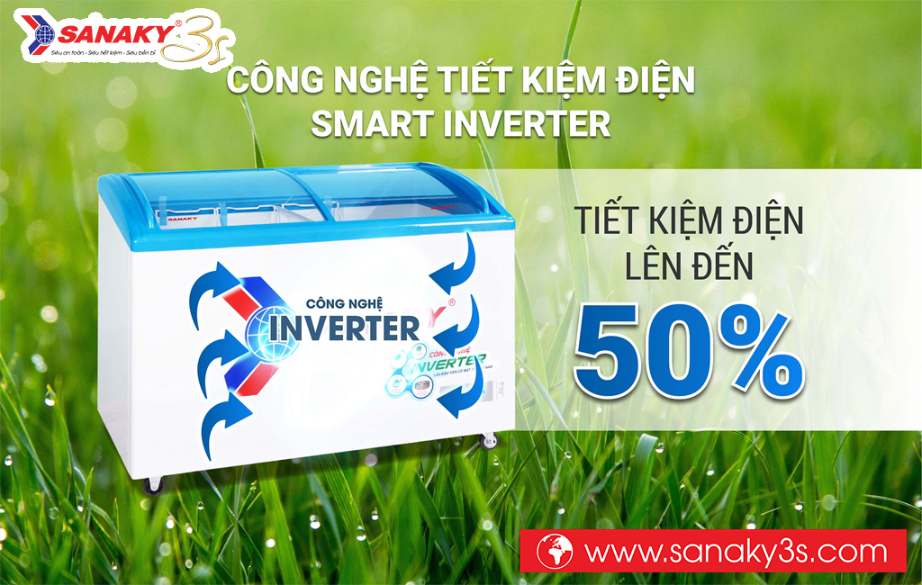 Tủ đông mặt kính Sanaky công nghệ inverter tiết kiệm điện