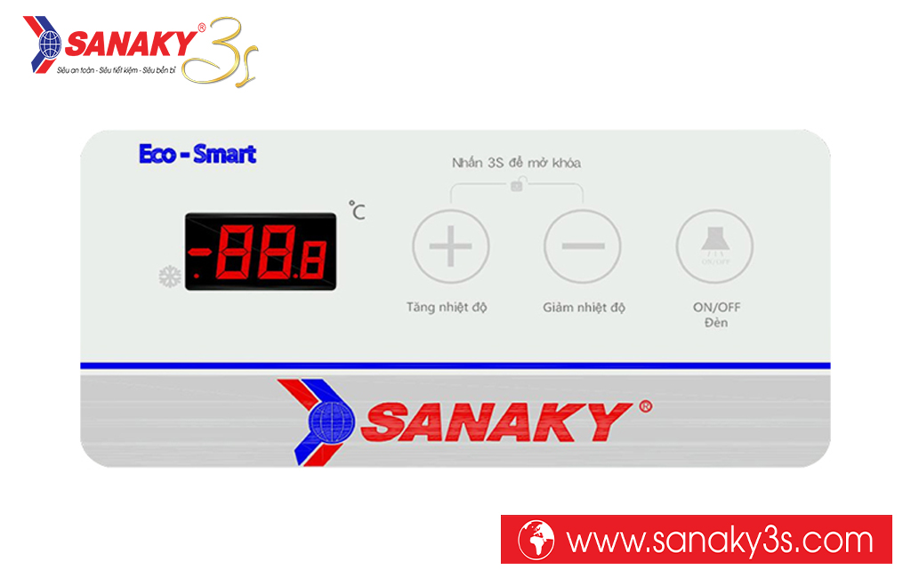 Bảng nhiệt độ điện tử tủ đông Sanaky mặt kính