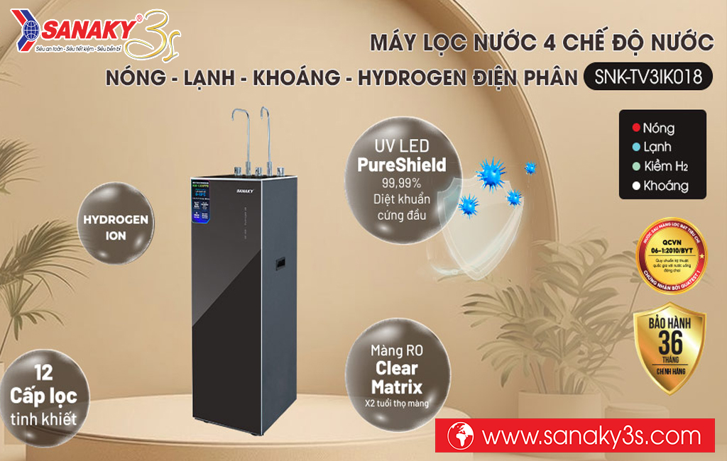 Máy lọc nước Sanaky 4 chế độ SNK-TV3IK018