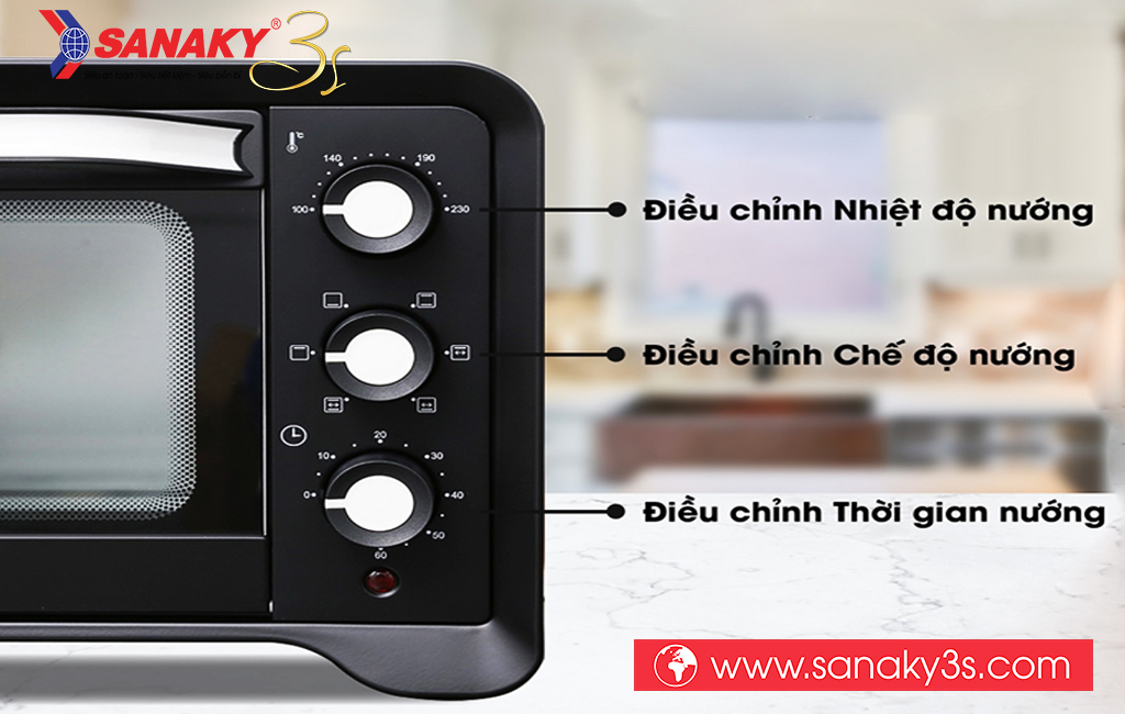 Núm vặn điều chỉnh nhiệt độ lò nướng Sanaky
