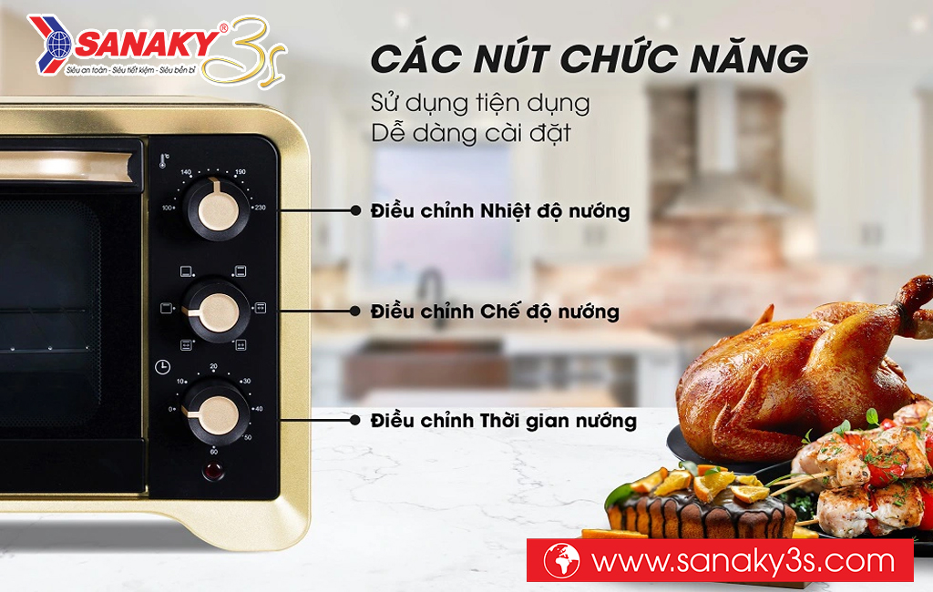 Nút điều chỉnh nhiệt độ lò nướng Sanaky