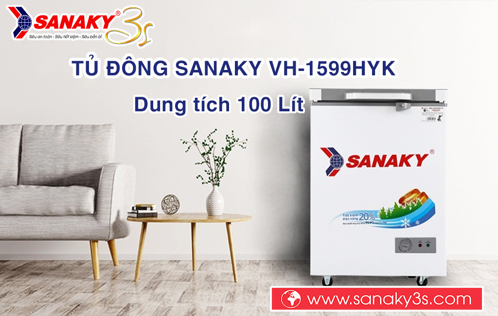 Tủ đông Sanaky VH-1599HYK dung tích 100L