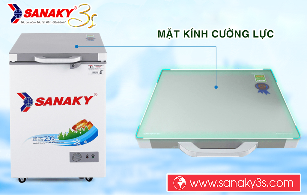 Tủ đông Sanaky VH-1599HYK nắp kính cường lực