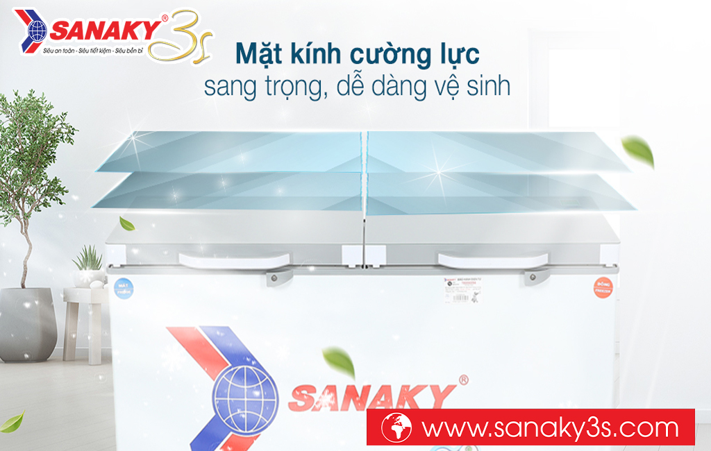 Tủ đông Sanaky VH-4099W4K cánh kính cường lực (280 Lít)