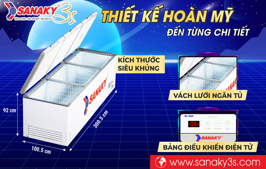 Tủ đông Sanaky inverter VH-1799HY3 tiết kiệm điện năng