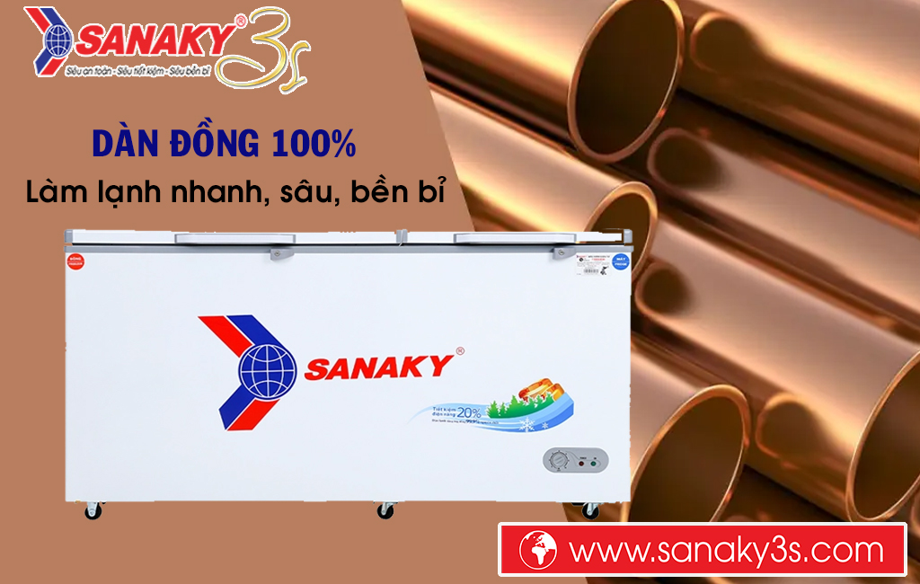 Tủ đông Sanaky inverter VH-6699W3 dàn đồng