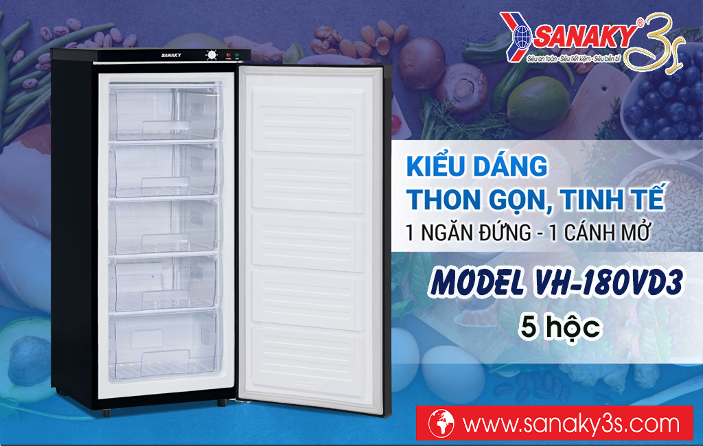 Tủ đông đứng Sanaky inverter VH-180VD3