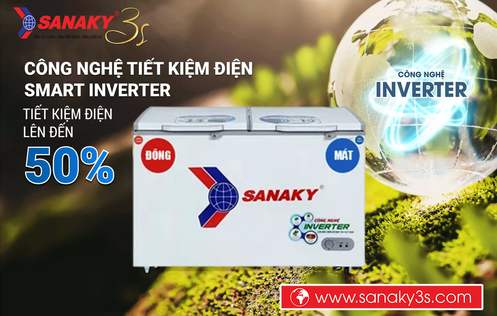 Tủ đông mát Sanaky Inverter VH-4099W3 tiết kiệm điện năng