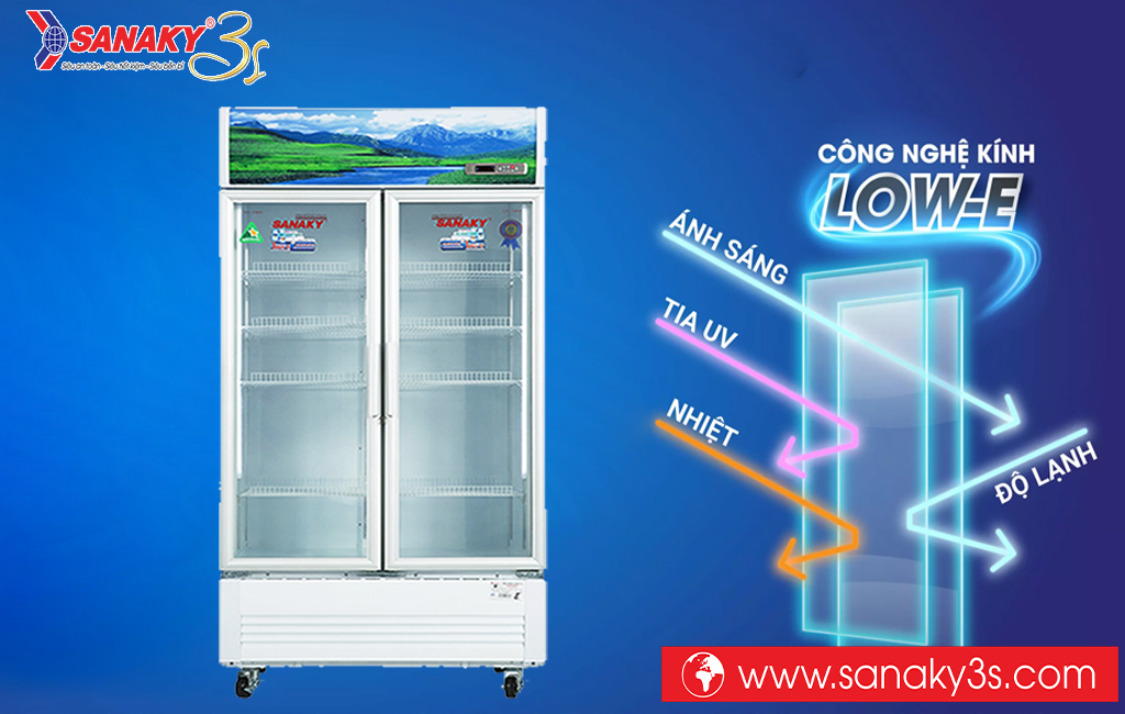 Tủ mát 2 cánh Sanaky kính LOW-E chóng đọng sương