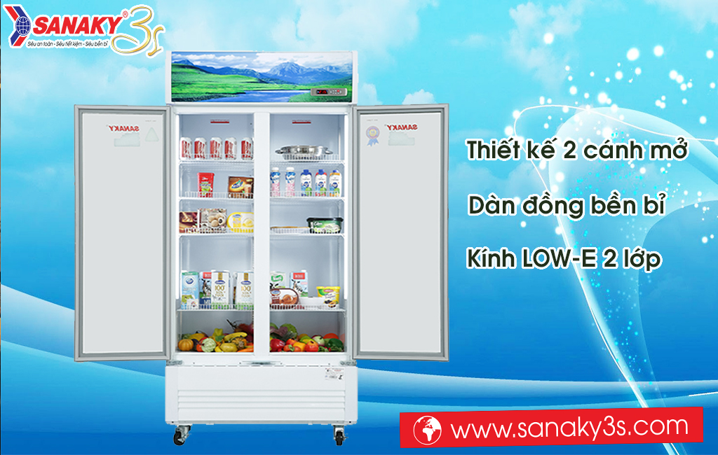 Tủ mát Sanaky 2 cánh mở