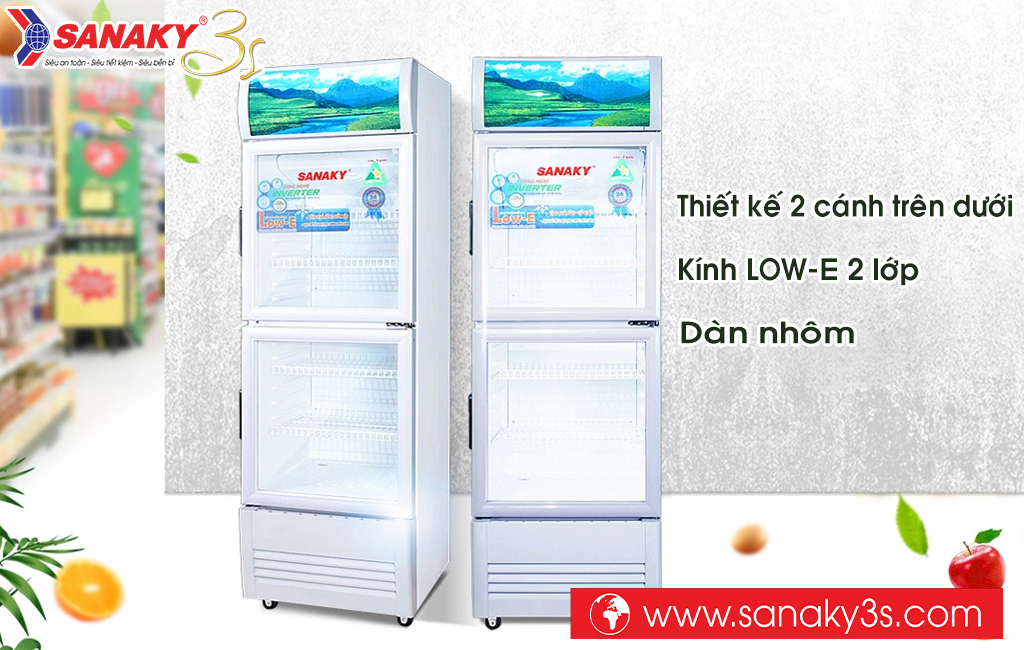 Tủ mát Sanaky 2 cánh trên dưới