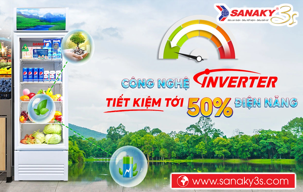 Tủ mát Sanaky công nghệ inverter tiết kiệm điện năng