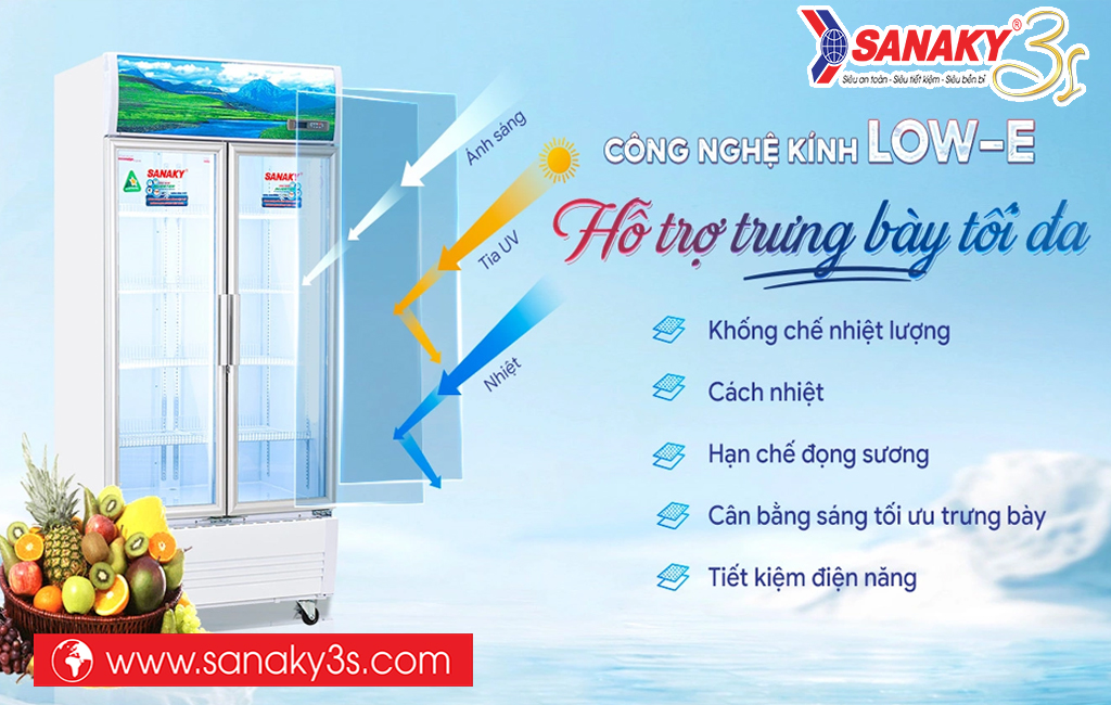 Tủ mát Sanaky công nghệ kính LOW E