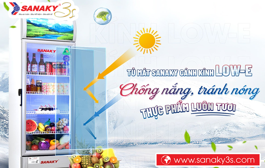 Tủ mát Sanaky công nghệ kính LOW-E