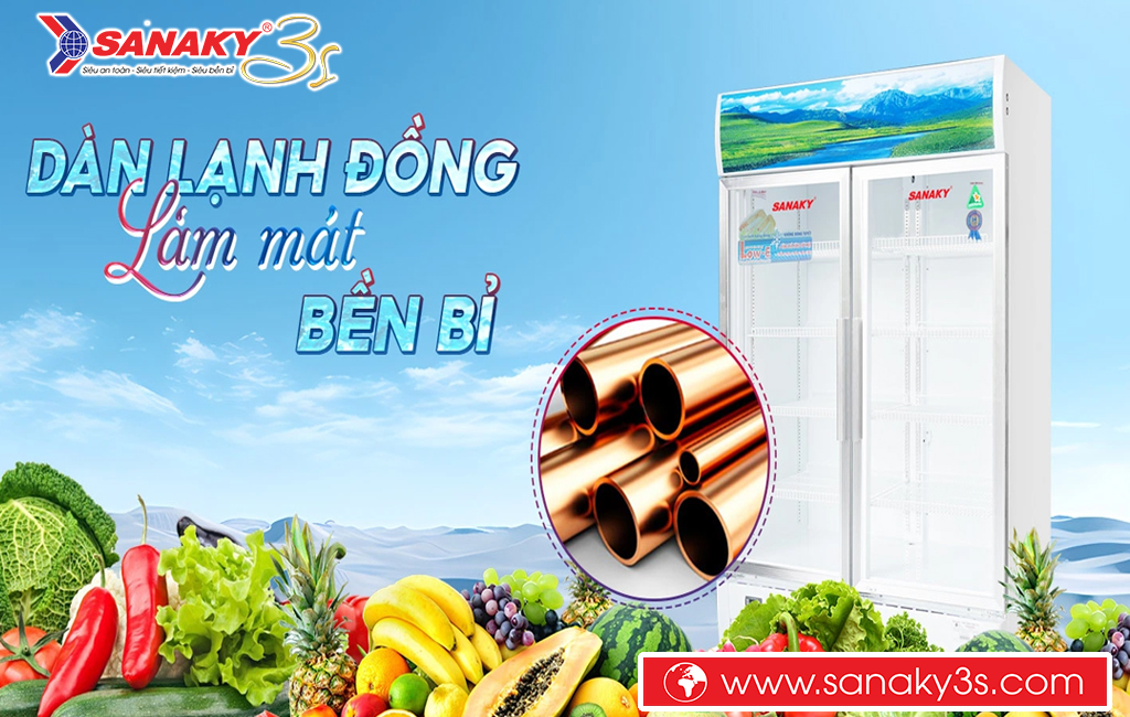 Tủ mát Sanaky dàn lạnh ống đồng bền bỉ