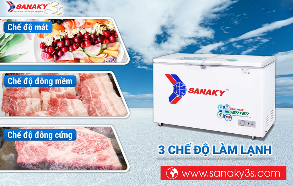 Tủ đông Inverter Sanaky VH-3699A3 3 chế độ làm lạnh