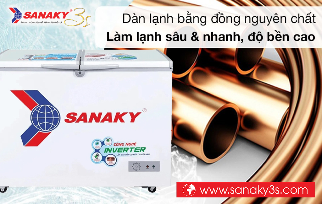 Tủ đông Inverter Sanaky VH-3699A3 dàn đồng