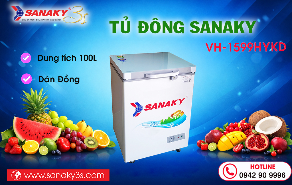 Tủ đông Sanaky VH-1599HYKD cánh kính cường lực