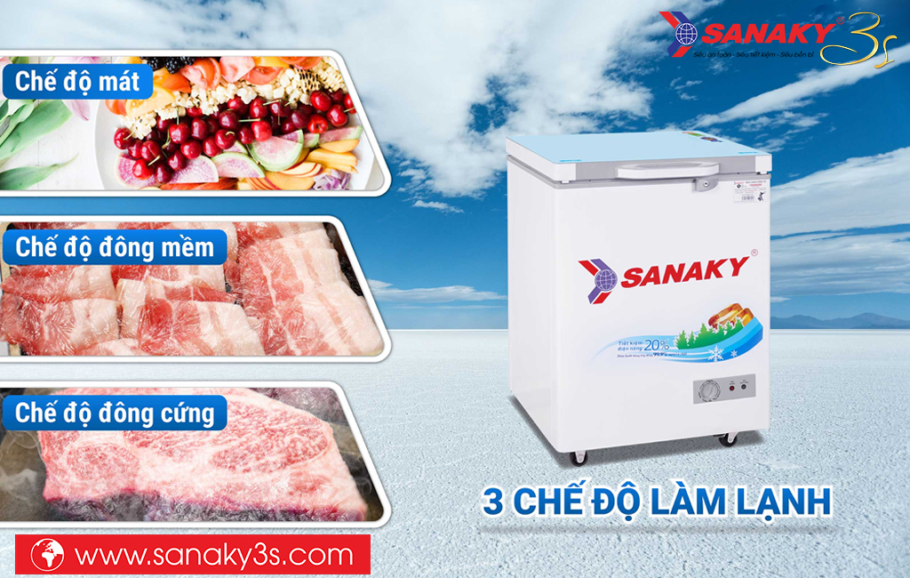 Tủ đông Sanaky VH-1599HYKD điều chỉnh 3 chế độ
