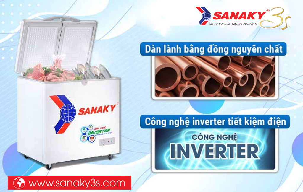 Tủ đông Sanaky dàn đồng inverter