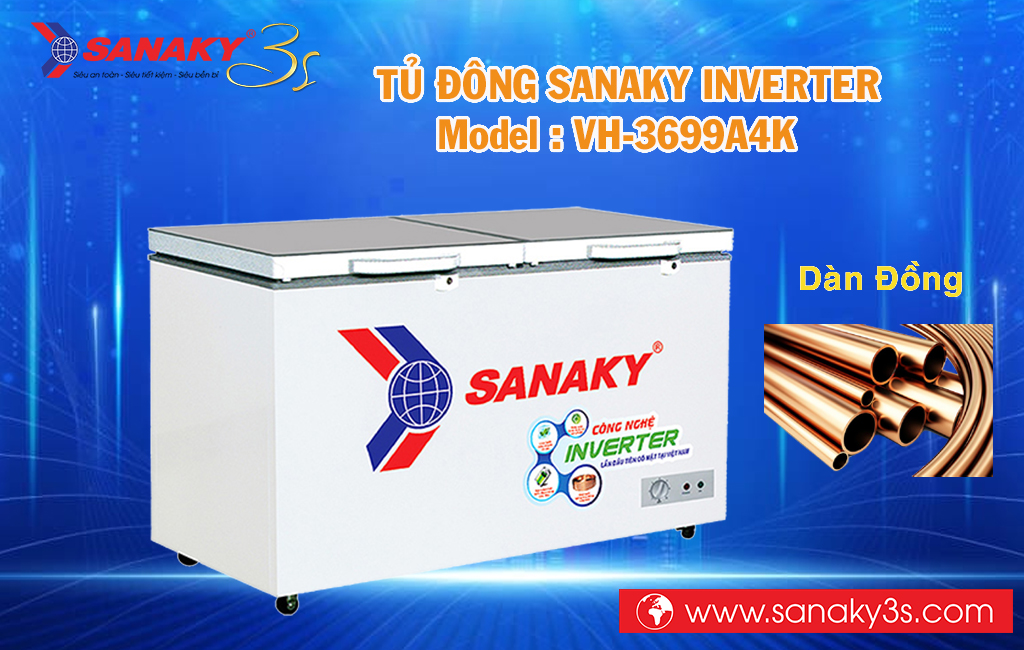 Tủ đông Sanaky inverter VH-3699A4K dàn đồng
