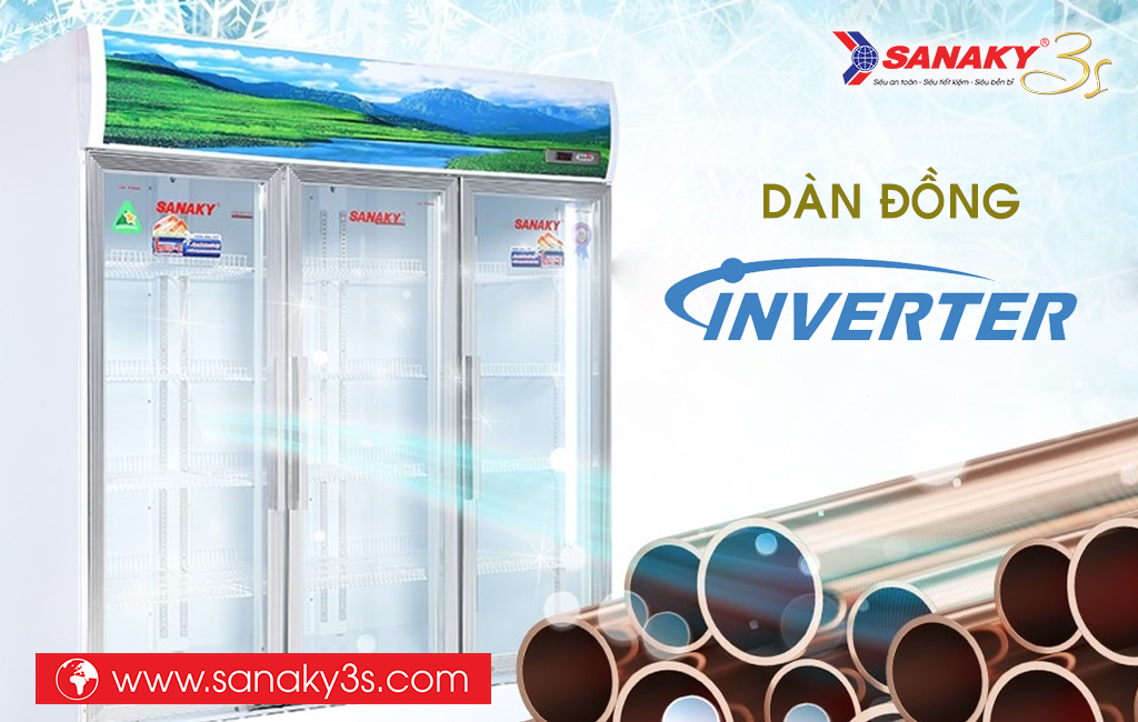 Tủ mát 3 cánh Sanaky dàn đồng inverter