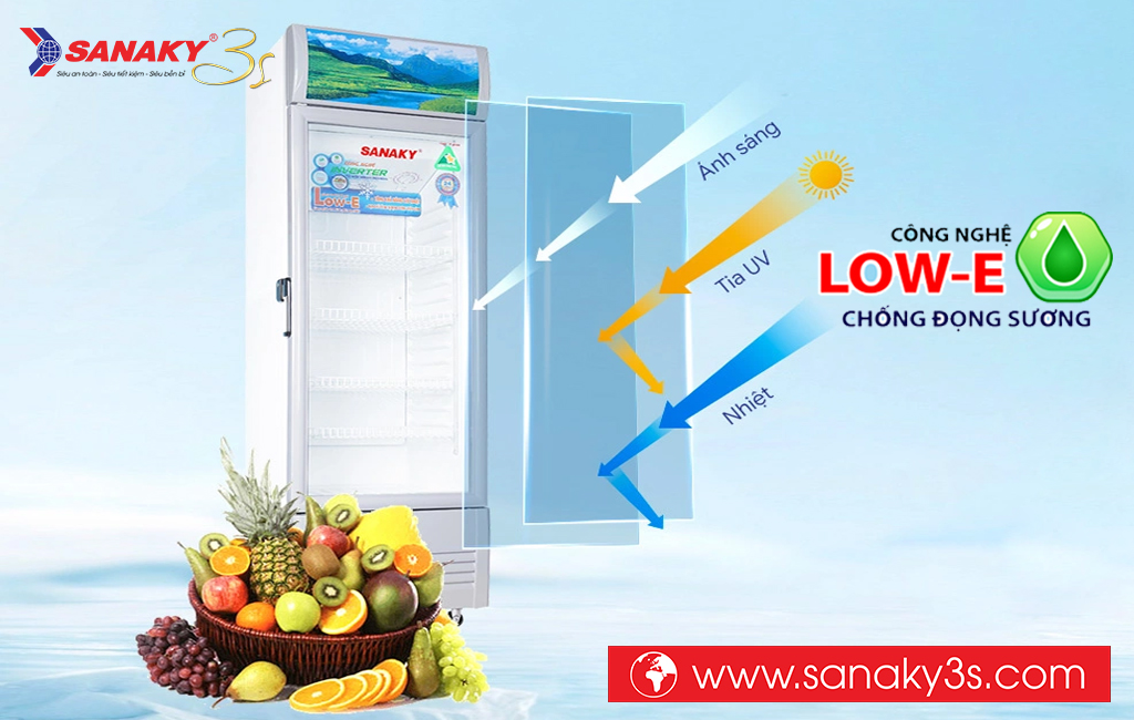 Tủ mát Sanaky Inverter VH-408K3L công nghệ kính LOW-E