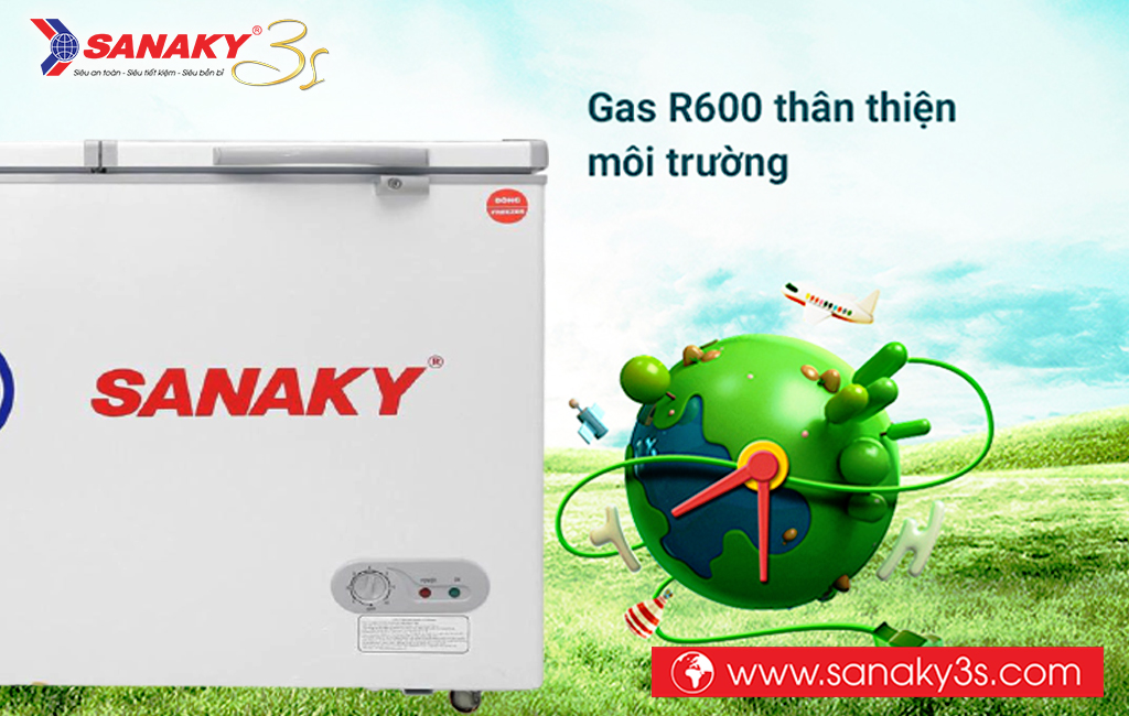 Tủ đông Sanaky 280L sử dụng Gas R600a